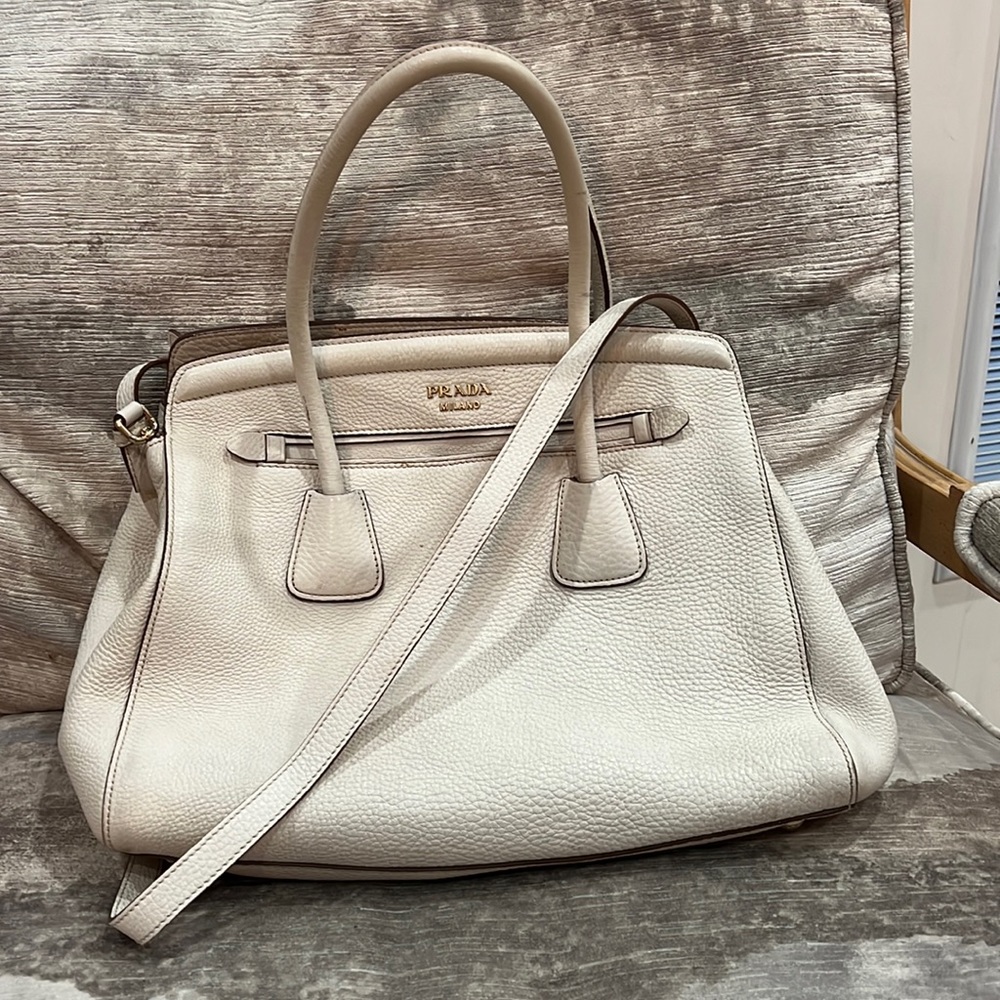 Cream Prada Tote